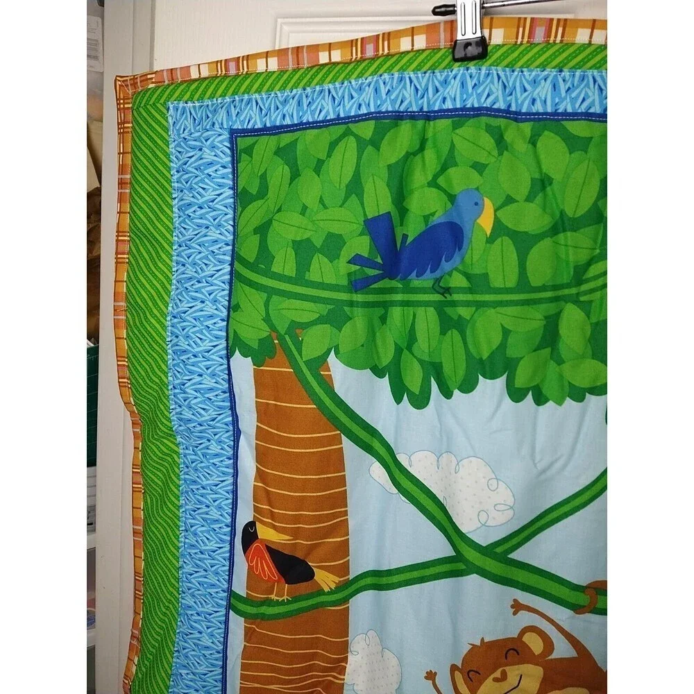 In The Jungle Kids Toddler Baby Handmade Quilted Blanket. Size 33